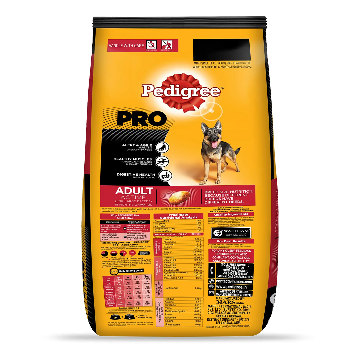 Pedigree Pro Expert Nutrition Active Adult Dry Dog Food, 20 kg Pack